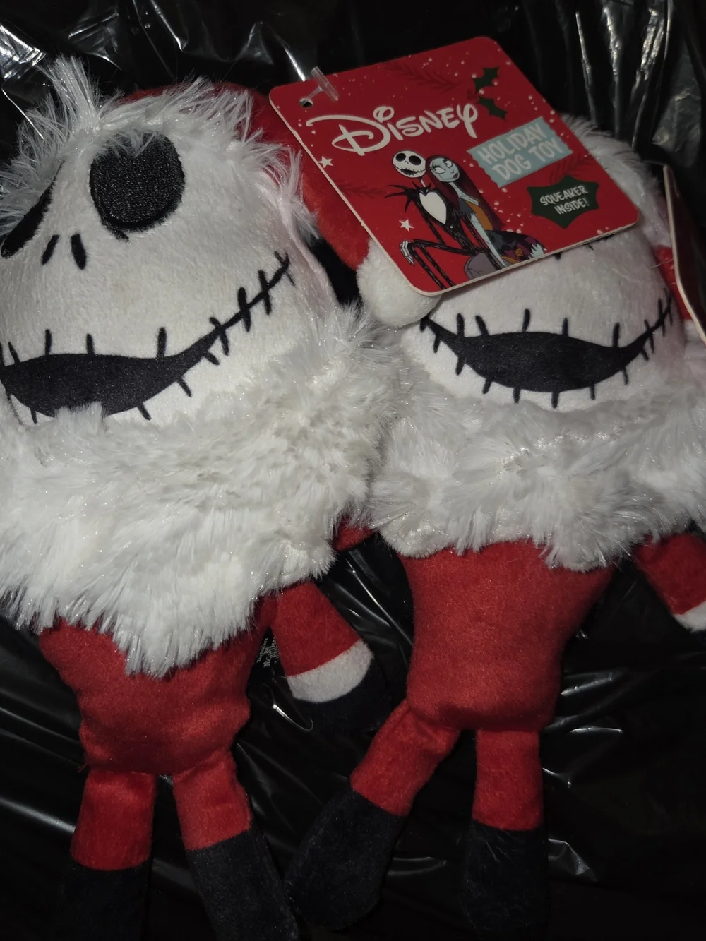 Disney Jack Skellington Plush Dog Toys in White, Red & Black